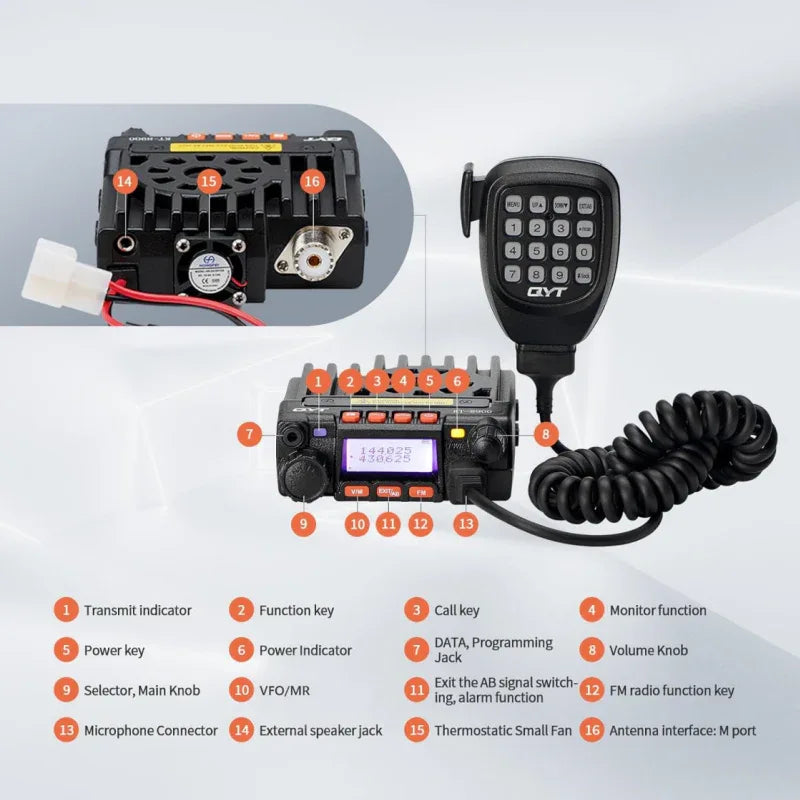QYT KT-8900 25W VHF UHF Dual Band Mobile Vehicle Radio With NOAA